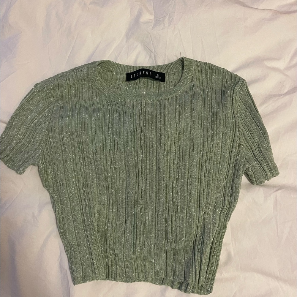 Green Ribbed Women's Top